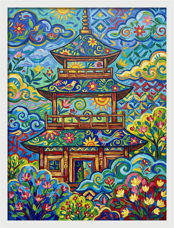 Tiered Pagoda In Vibrant Colors