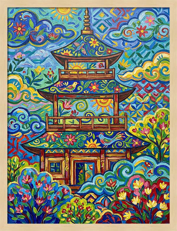 Tiered Pagoda In Vibrant Colors