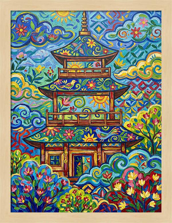 Tiered Pagoda In Vibrant Colors