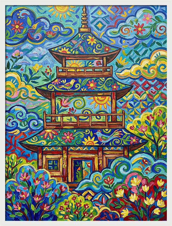 Tiered Pagoda In Vibrant Colors