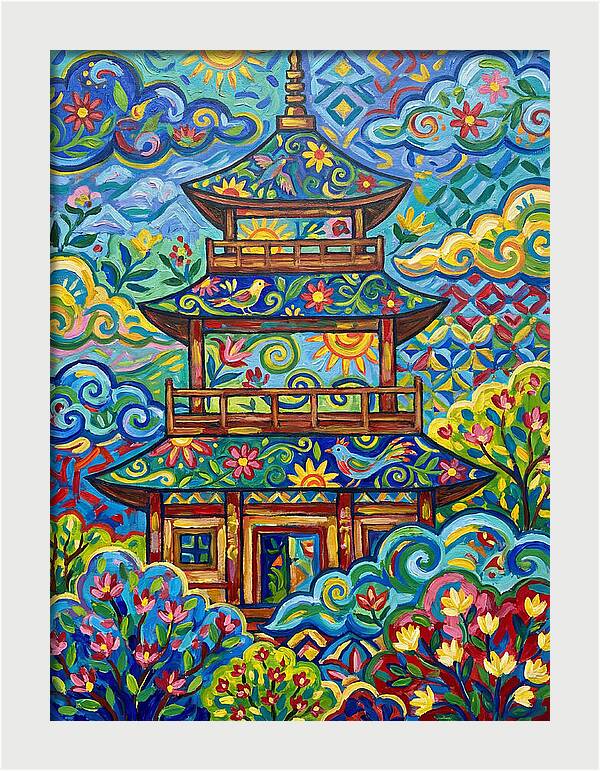 Tiered Pagoda In Vibrant Colors