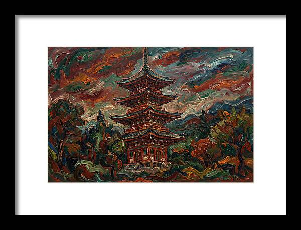 Tiered Pagoda Under Dramatic Skies