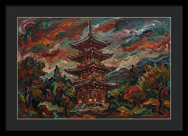 Tiered Pagoda Under Dramatic Skies