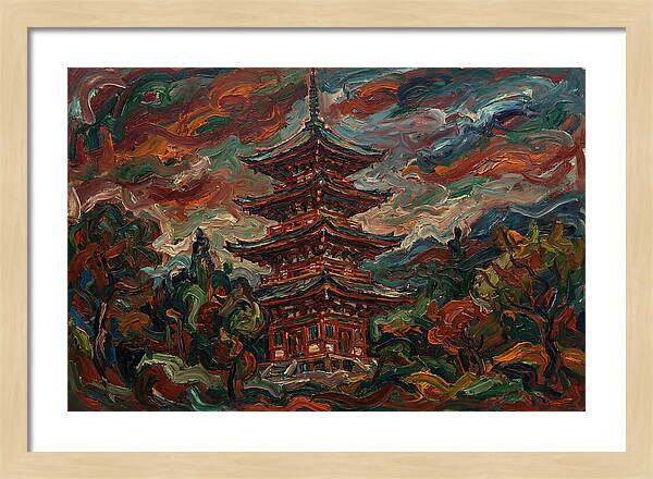 Tiered Pagoda Under Dramatic Skies