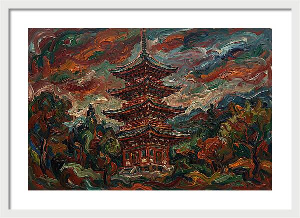 Tiered Pagoda Under Dramatic Skies
