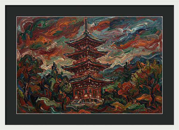 Tiered Pagoda Under Dramatic Skies