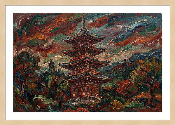 Tiered Pagoda Under Dramatic Skies