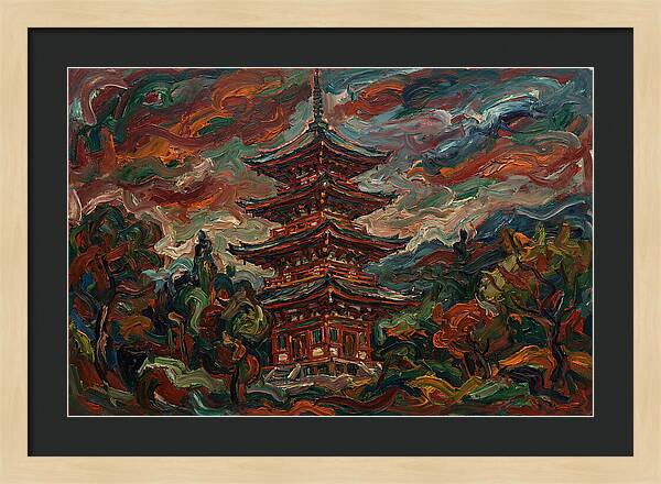 Tiered Pagoda Under Dramatic Skies