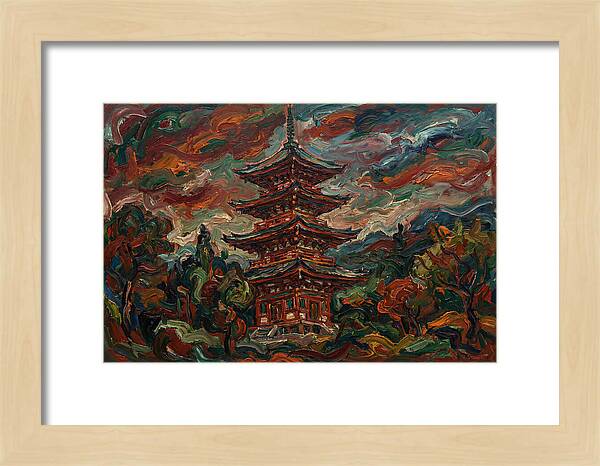 Tiered Pagoda Under Dramatic Skies