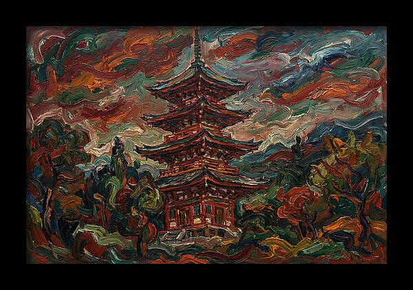 Tiered Pagoda Under Dramatic Skies