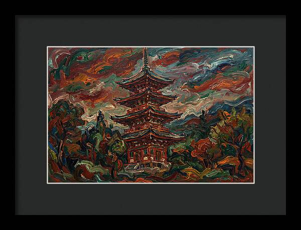 Tiered Pagoda Under Dramatic Skies