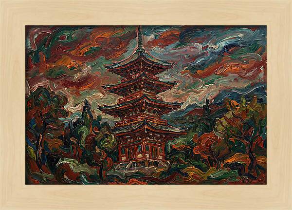Tiered Pagoda Under Dramatic Skies