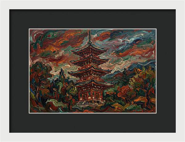Tiered Pagoda Under Dramatic Skies