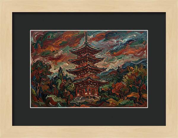 Tiered Pagoda Under Dramatic Skies