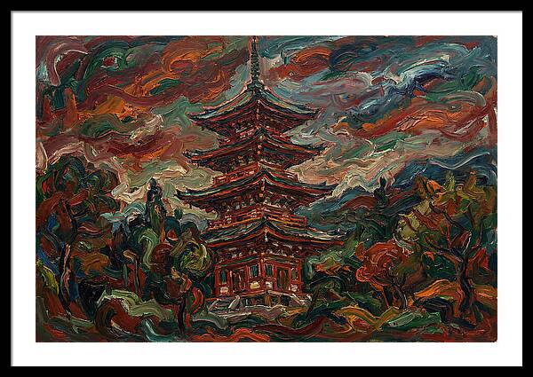 Tiered Pagoda Under Dramatic Skies