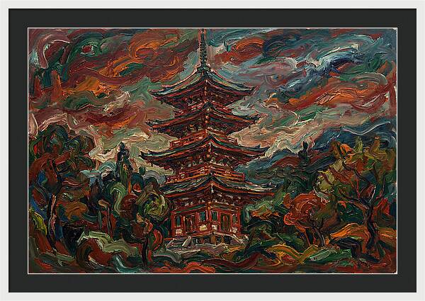 Tiered Pagoda Under Dramatic Skies