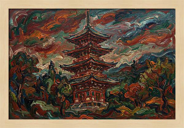 Tiered Pagoda Under Dramatic Skies