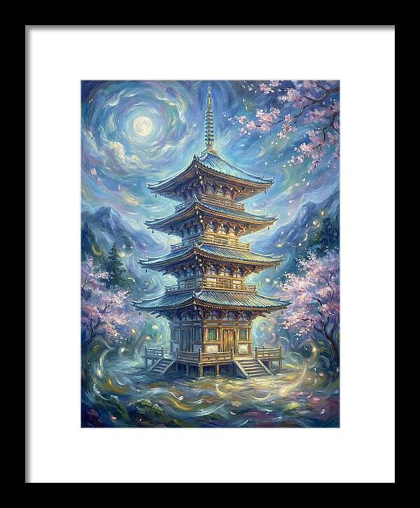 Tiered Pagoda Under Moonlight