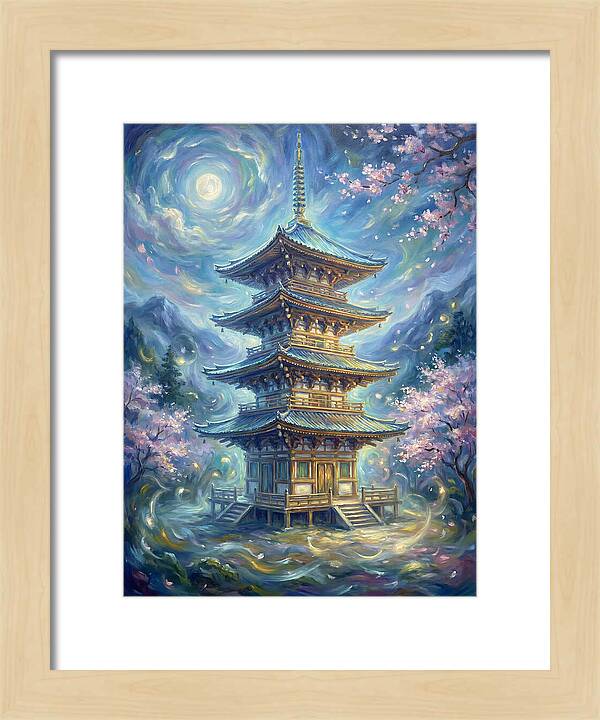 Tiered Pagoda Under Moonlight