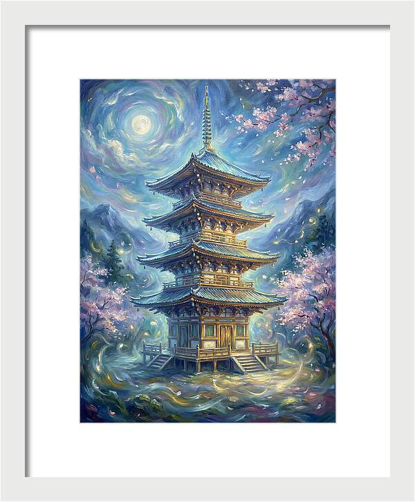 Tiered Pagoda Under Moonlight