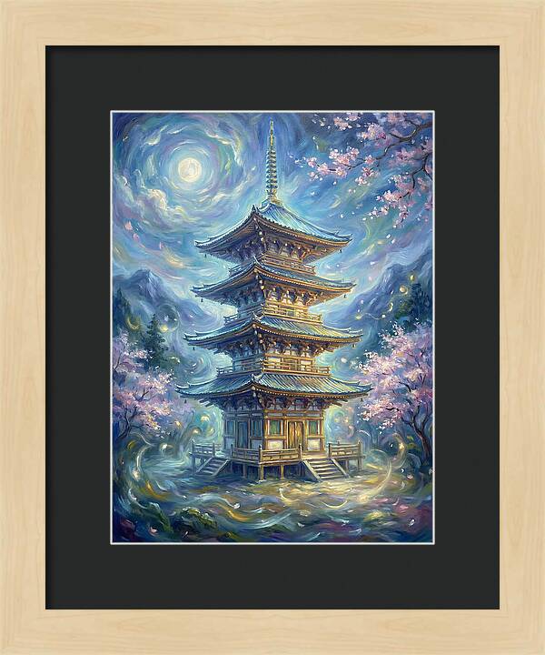 Tiered Pagoda Under Moonlight