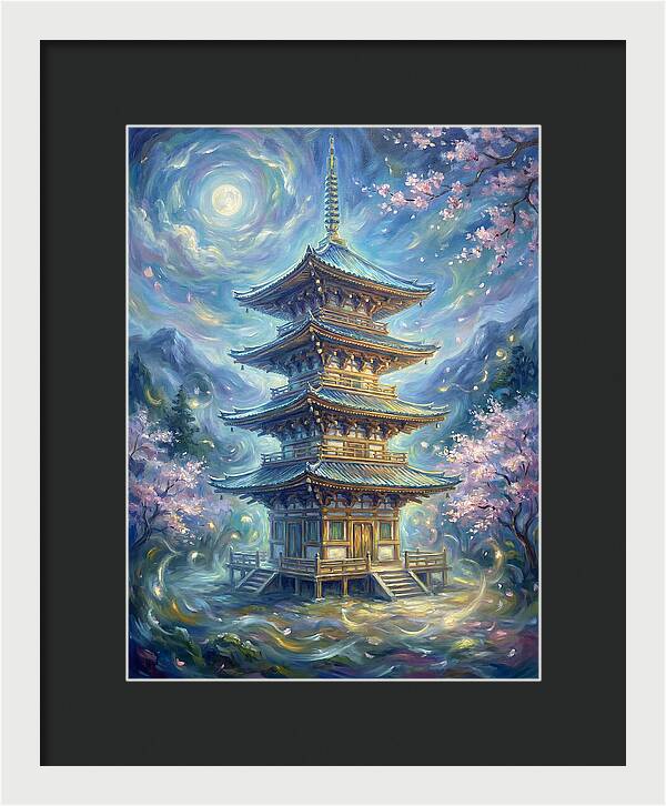 Tiered Pagoda Under Moonlight