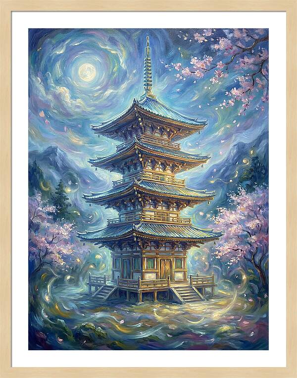 Tiered Pagoda Under Moonlight