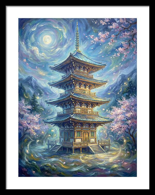 Tiered Pagoda Under Moonlight