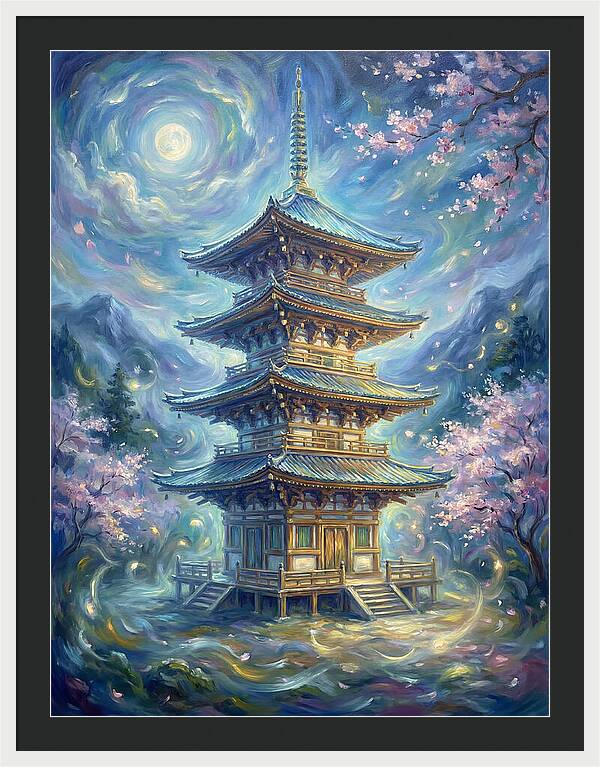 Tiered Pagoda Under Moonlight