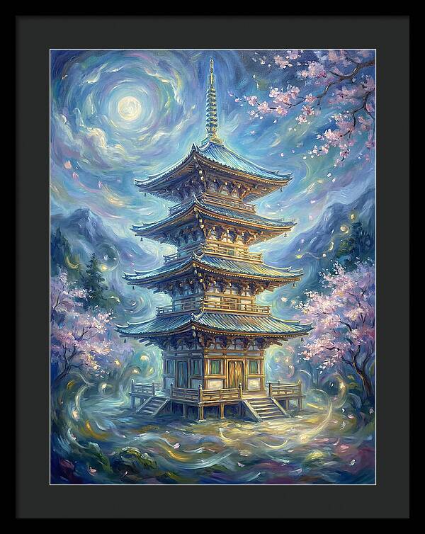 Tiered Pagoda Under Moonlight