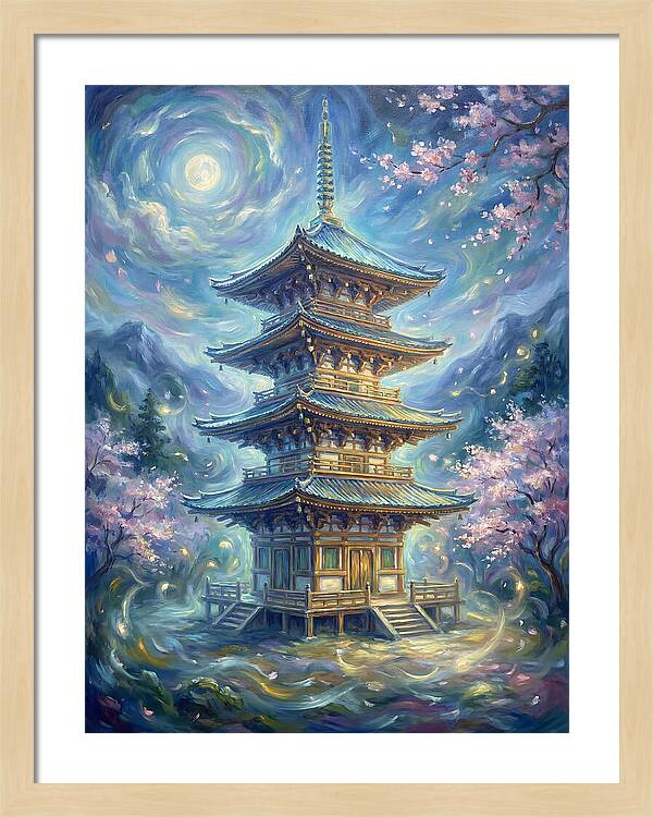 Tiered Pagoda Under Moonlight