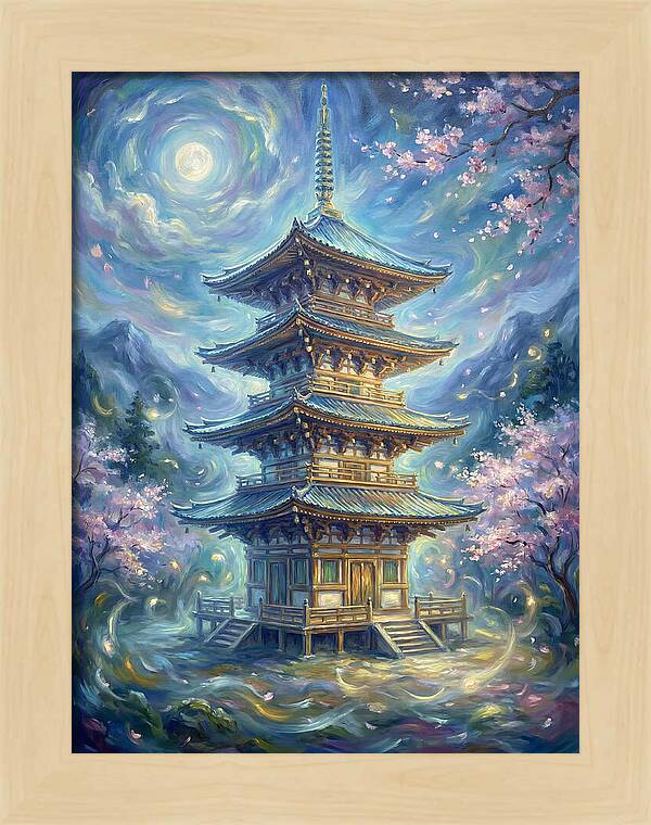 Tiered Pagoda Under Moonlight