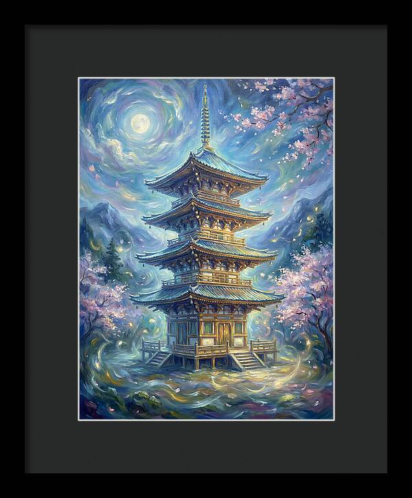 Tiered Pagoda Under Moonlight