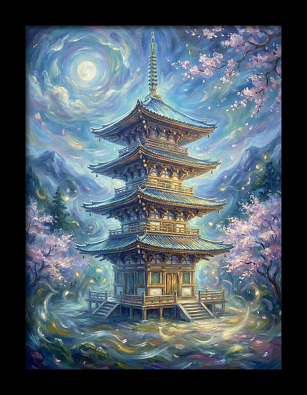 Tiered Pagoda Under Moonlight
