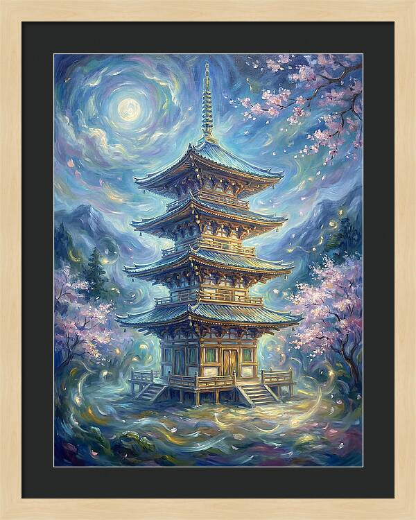 Tiered Pagoda Under Moonlight