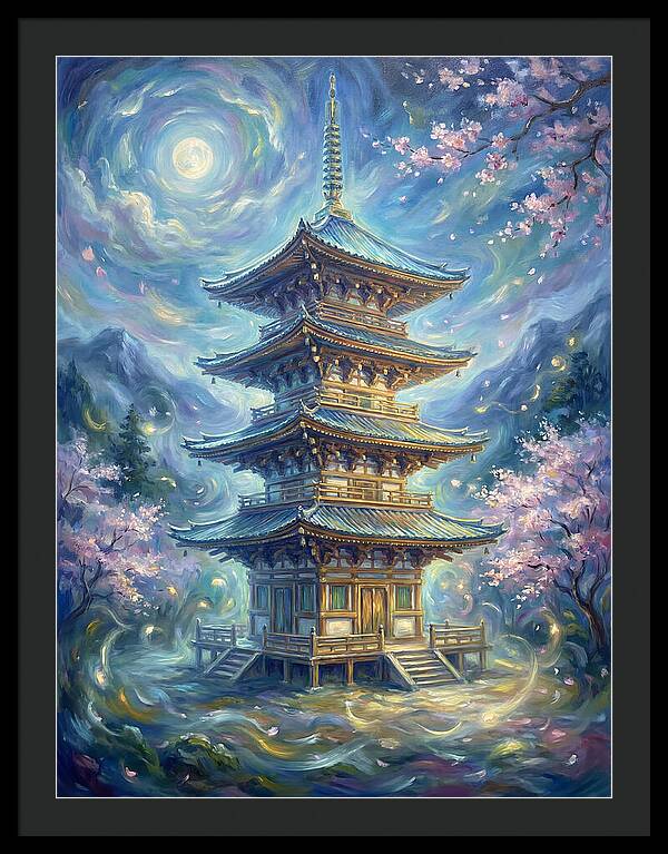 Tiered Pagoda Under Moonlight