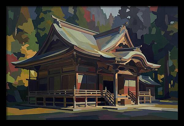 Tiered Wooden Temple With Upturned Eaves