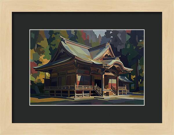 Tiered Wooden Temple With Upturned Eaves
