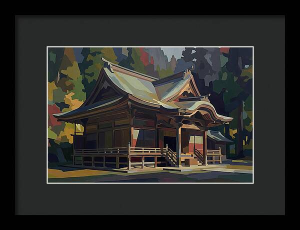 Tiered Wooden Temple With Upturned Eaves