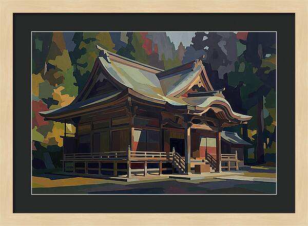 Tiered Wooden Temple With Upturned Eaves