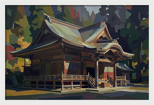 Tiered Wooden Temple With Upturned Eaves