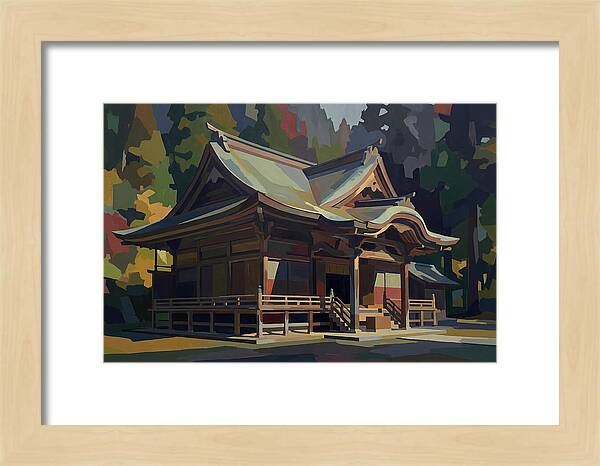 Tiered Wooden Temple With Upturned Eaves