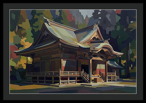 Tiered Wooden Temple With Upturned Eaves
