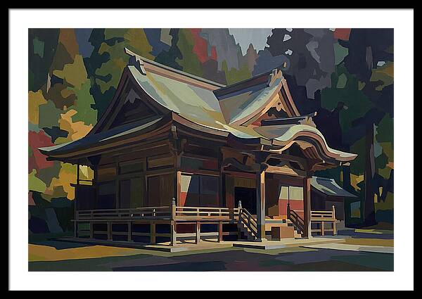 Tiered Wooden Temple With Upturned Eaves