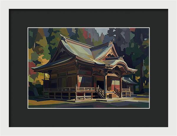Tiered Wooden Temple With Upturned Eaves