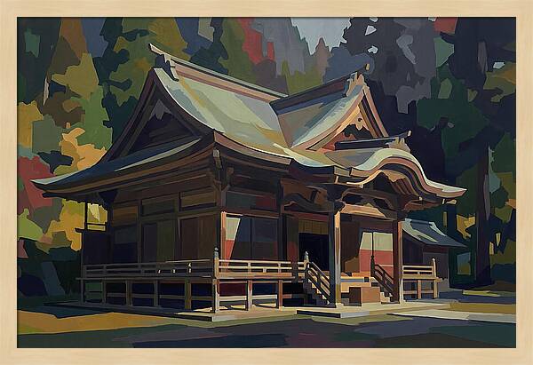 Tiered Wooden Temple With Upturned Eaves
