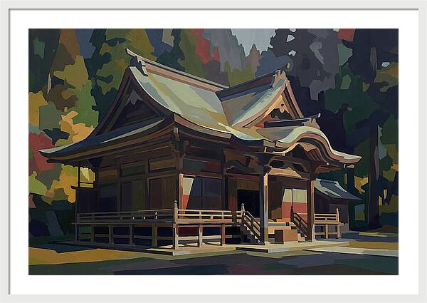Tiered Wooden Temple With Upturned Eaves