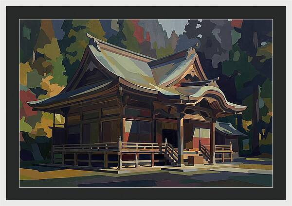 Tiered Wooden Temple With Upturned Eaves
