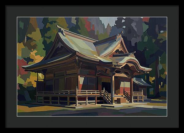 Tiered Wooden Temple With Upturned Eaves