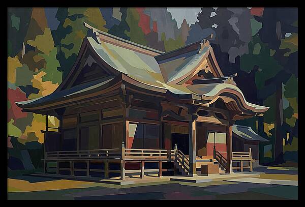 Tiered Wooden Temple With Upturned Eaves